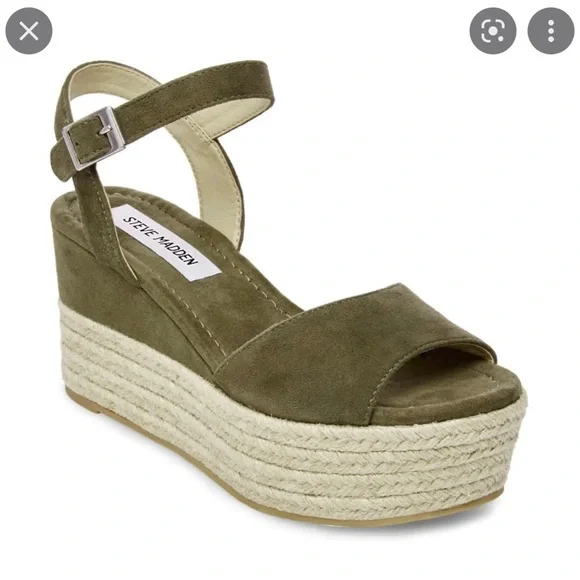 Steve Madden Shoes Kianna Olive Suede Open Toe Espadrille By